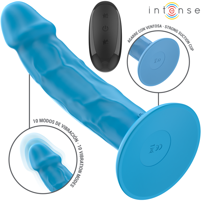 INTENSE - PHOEBE REALISTISCHER VIBRATOR MIT 10 VIBRATIONSSTUFEN UND FERNBEDIENUNG (BLAU)