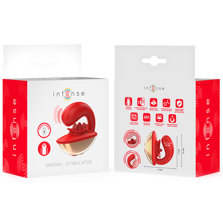 INTENSE - VIBRATEUR & STIMULATEUR MARIAH EN FORME DE U 10 VIBRATIONS ROUGE