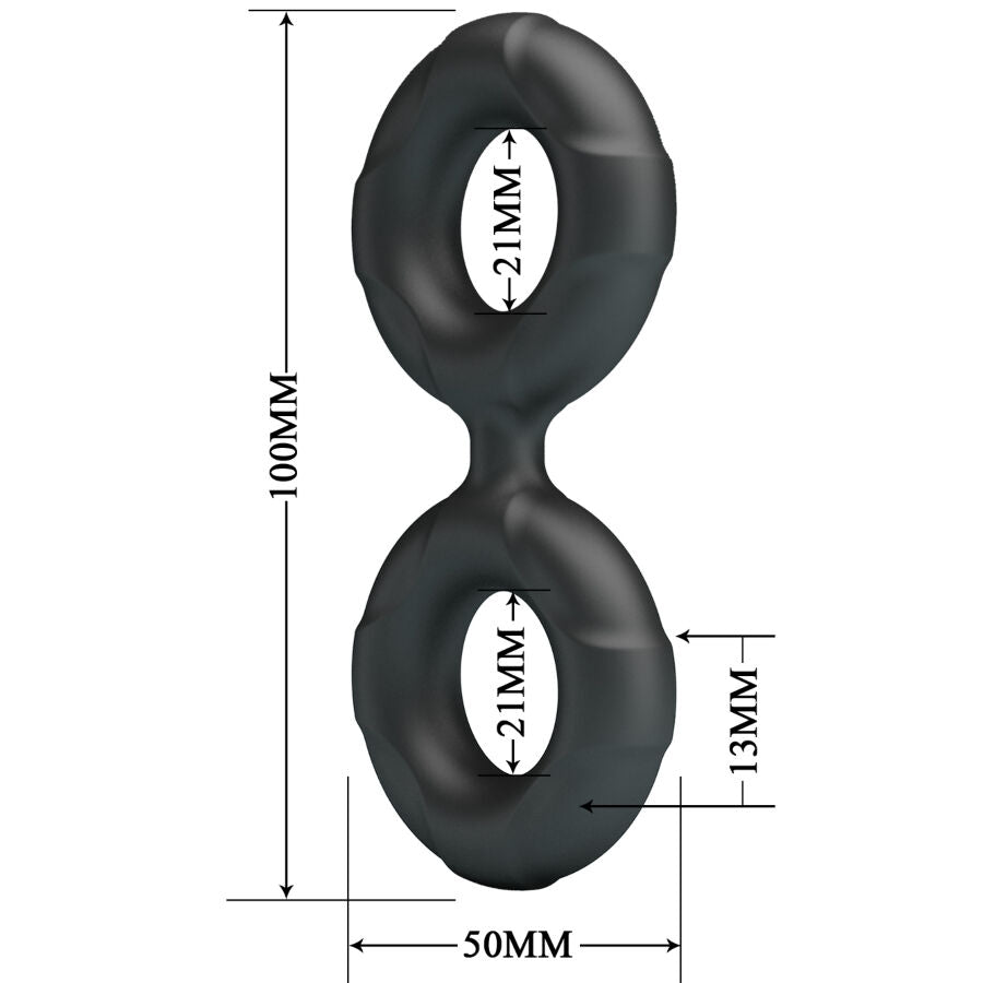 Cockring Double Anneau Radwan Modèle 19 Silicone Ajustable - Crazy Bull