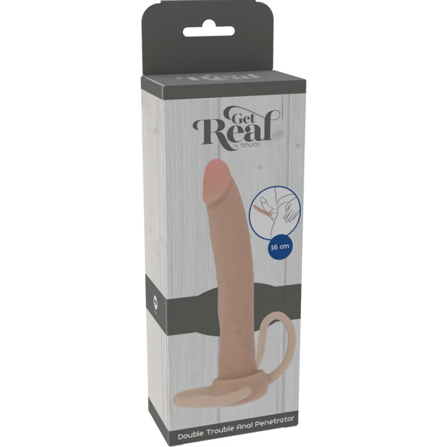 GET REAL - DOPPELTER SILIKON-ANALPENETRAGER MIT TURTLED-FILTERUNG, 16 CM