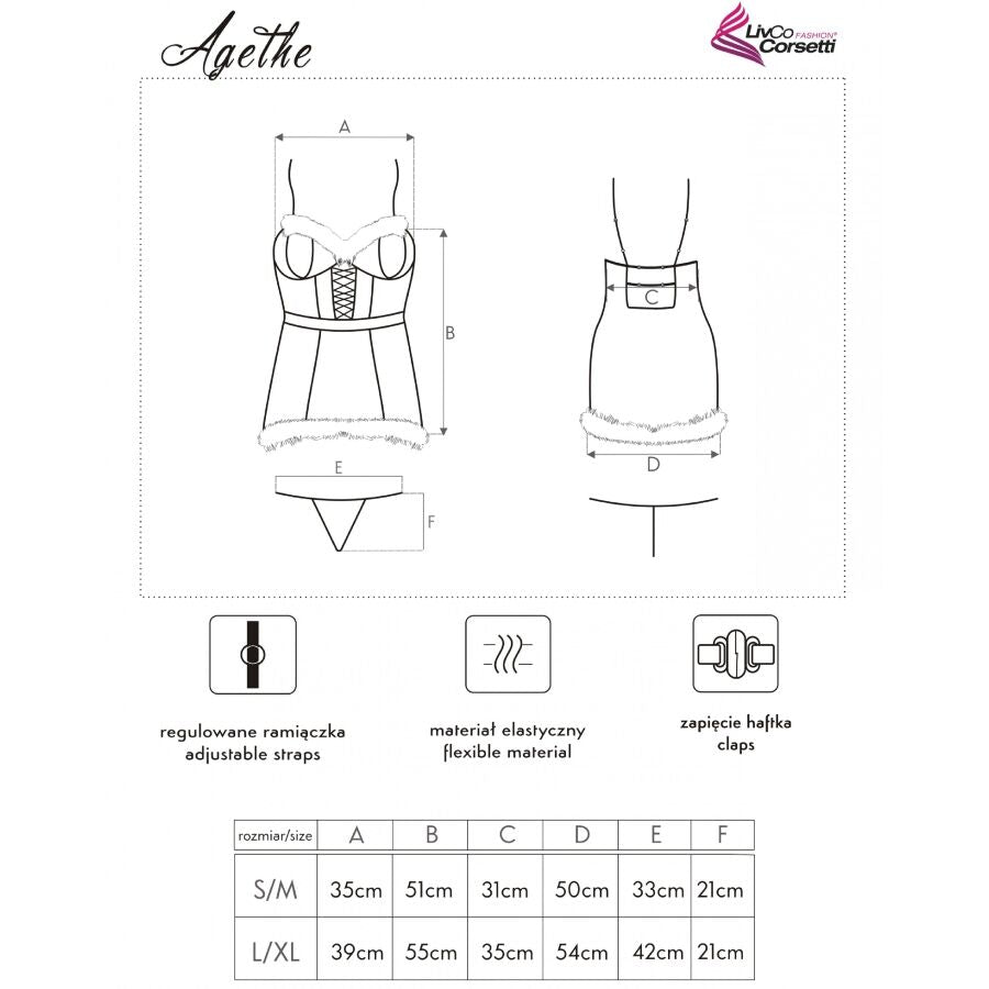 LIVCO CORSETTI FASHION - AGETHE LC 90607 Hemd + String + Weihnachtsmütze L/XL