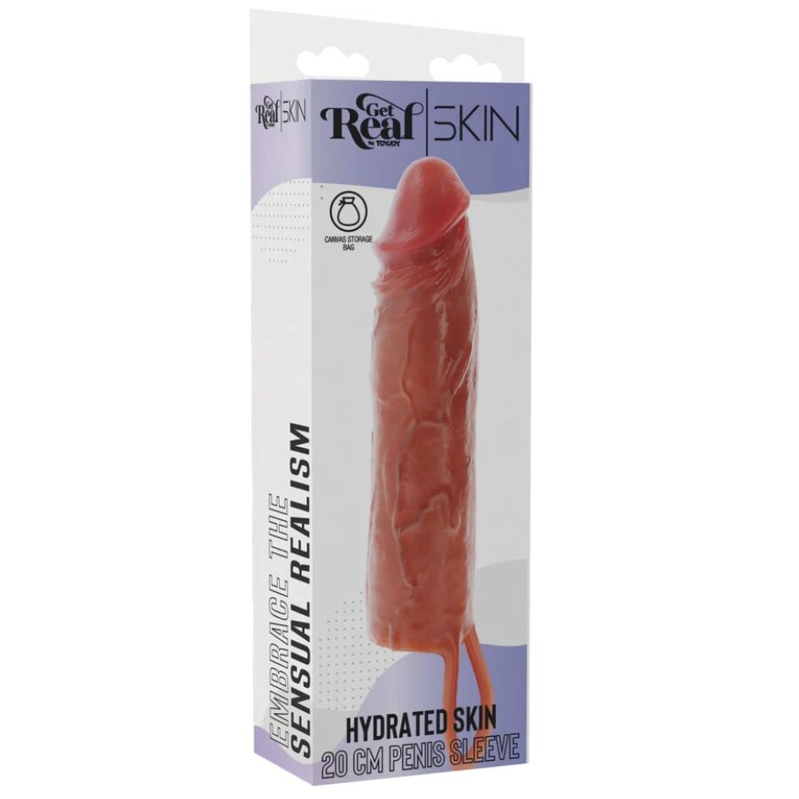 GET REAL – KARAMELL-FEUCHTIGKEITSPFLEGENDE SILIKON-PENISHÜLLE 20 CM