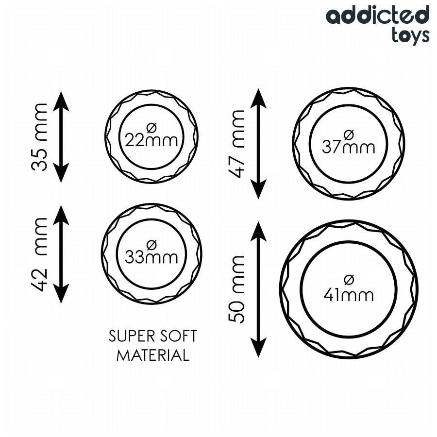 ADDICTED TOYS – SET MIT STRUKTURIERTEN PENISRINGEN, 4 GRÖSSEN