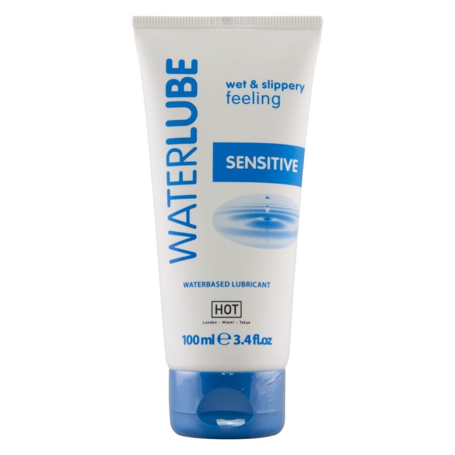 Tube blanc et bleu du lubrifiant à base d'eau Waterlube Sensitive de HOT 100 ml