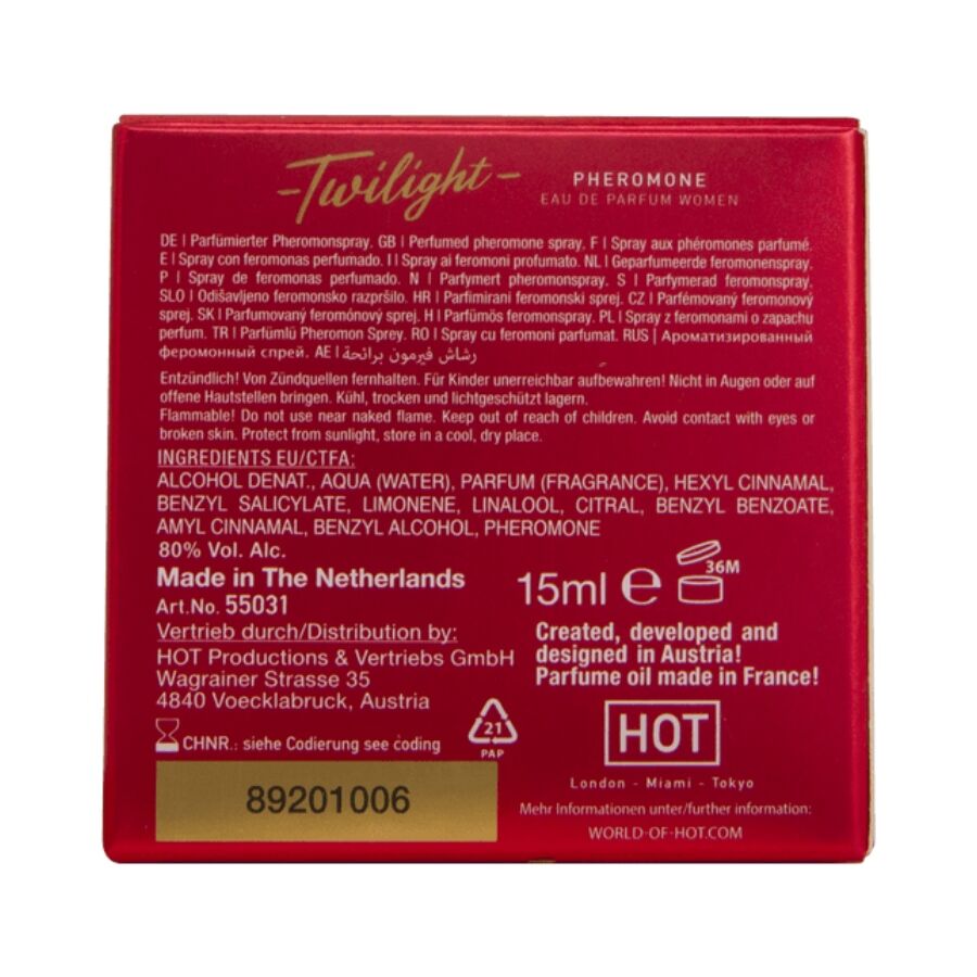 Parfum aux Phéromones Twilight pour Femme 2 Contenances - Hot