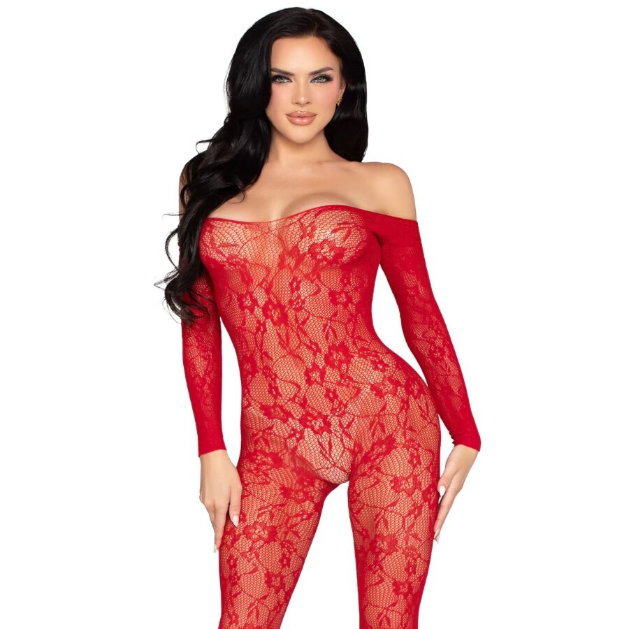 Bodystocking Dentelle Florale Taille Unique 2 Coloris - Leg Avenue