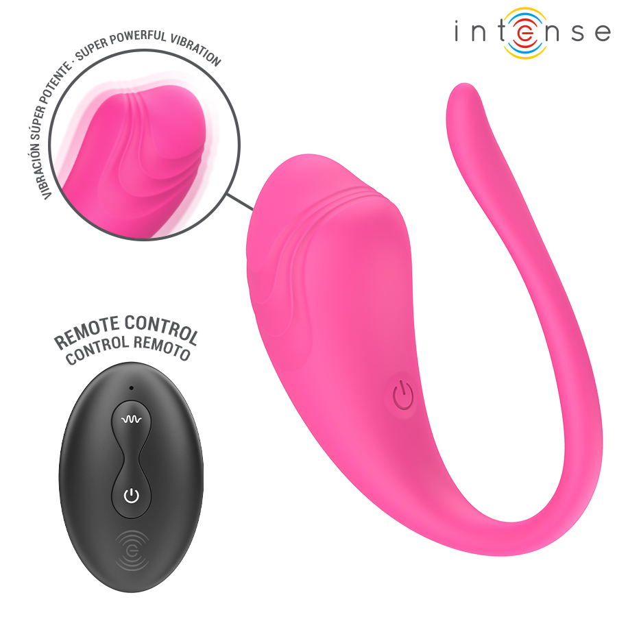 Œuf vibrant Olivia Intense rose et sa télécommande, zoom sur la vibration