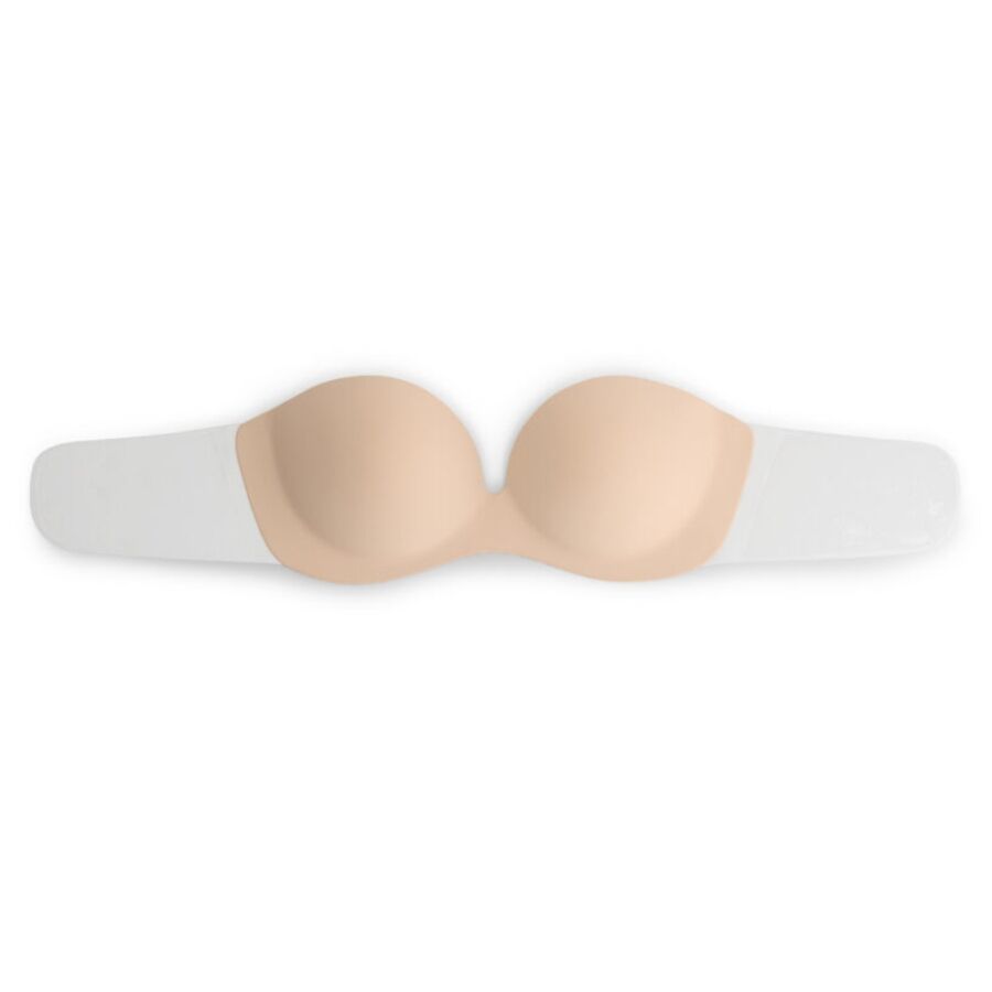 Soutien-gorge Diva Bra Bye Bra beige à plat avec ailes adhésives déployées