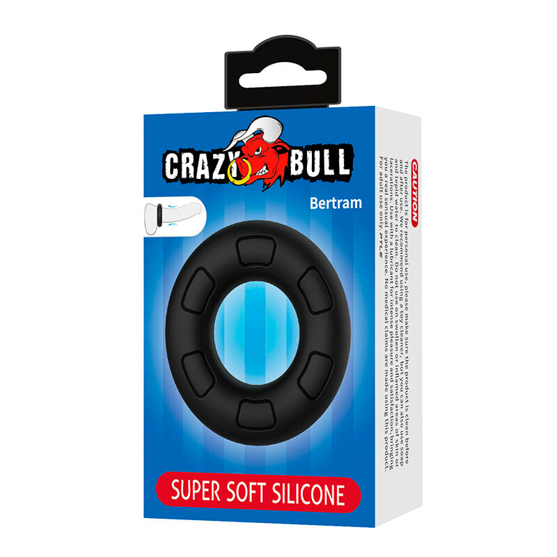 Boîte bleue Crazy Bull du cockring Bertram en silicone vue de face