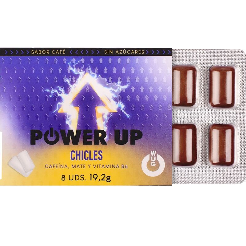 Chewing-Gum Énergie Power Up Caféine Café Blister de 8 - Wug Gum