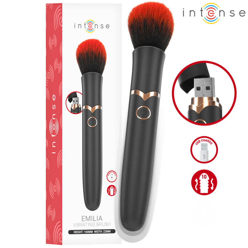 Brosse Vibrante Sensorielle Emilia 10 Vibrations Rechargeable 16 cm - Intense