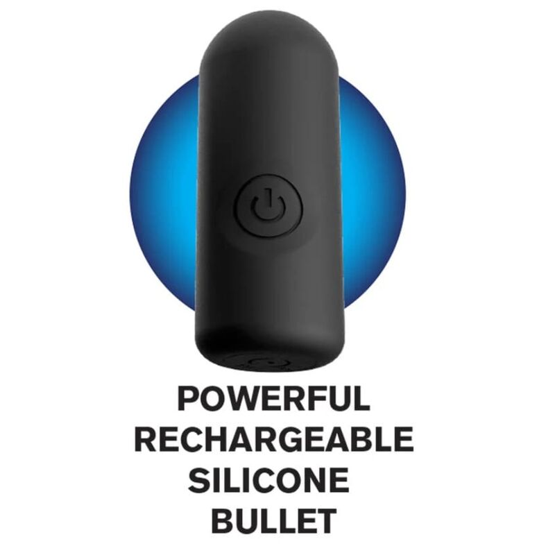 Moteur vibrant rechargeable en silicone noir livrée avec la gaine Fantasy X-Tensions