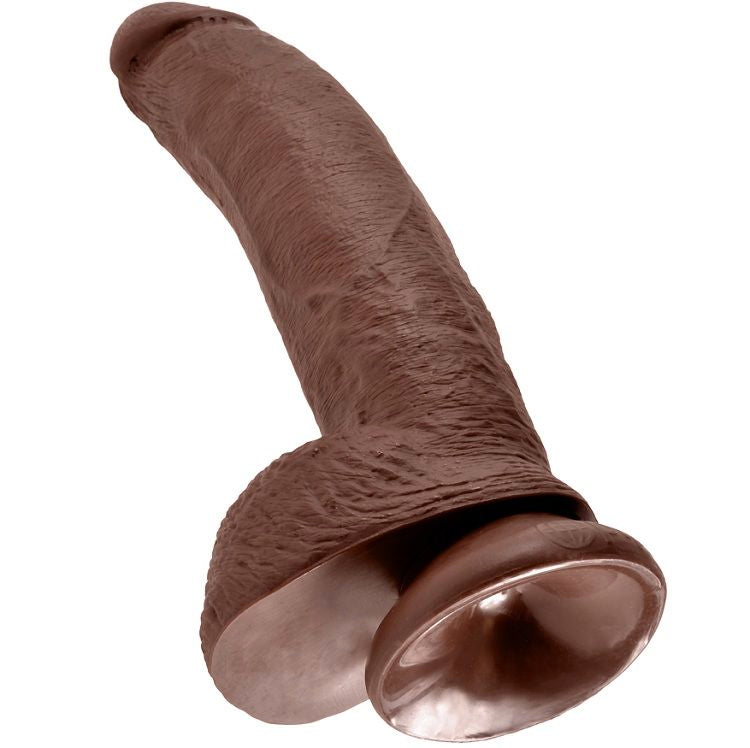 KING COCK - 9 BRAUNER DILDO MIT HODEN 22,9 CM