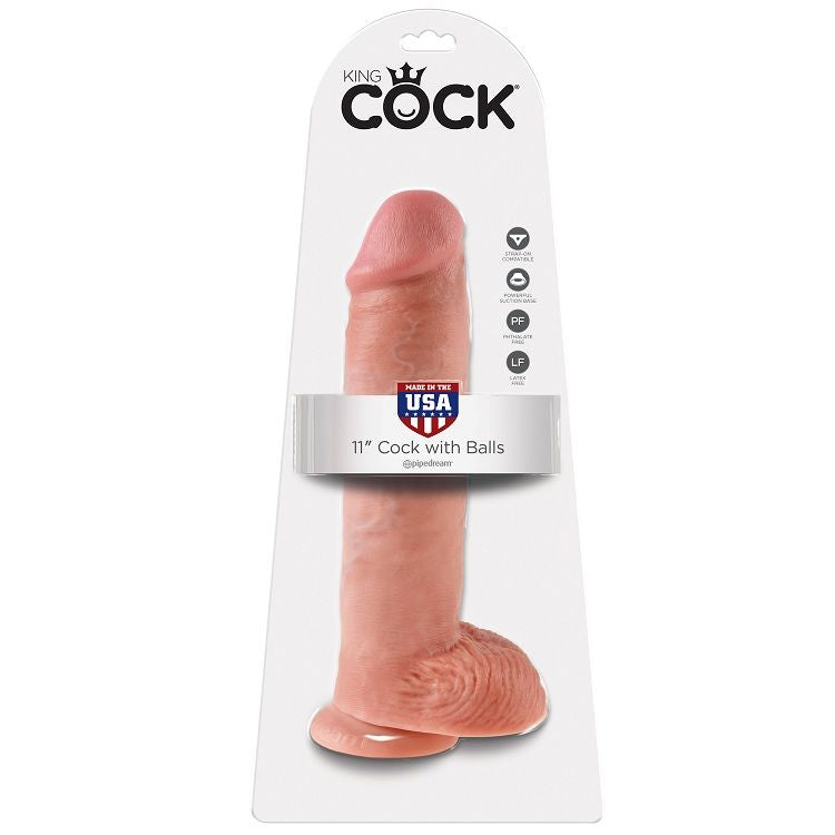 KÖNIGSHÄHNCHEN - 11 FLEISCHIGER DILDO MIT HODEN 28 CM