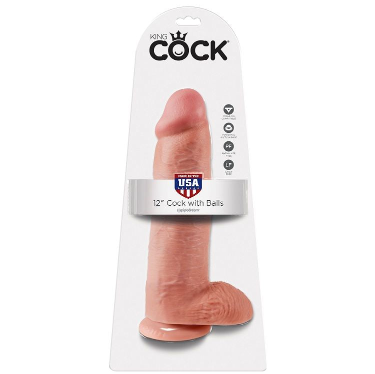 Gode Ventouse Réaliste XXL avec Testicules 26 à 30 cm - King Cock