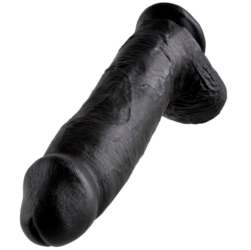 Gode Réaliste XL Ventouse avec Boules 30 cm Noir - King Cock