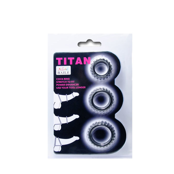 BAILE - TITAN SET 3-TEILIGES COCKRING-SET SCHWARZ 2,8 + 2,4 + 1,9 CM