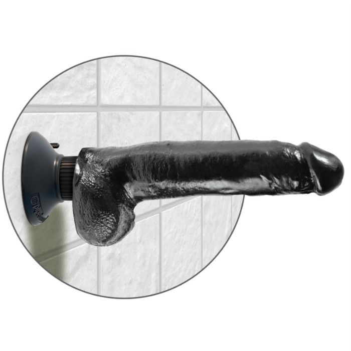 Vibrierender Dildo mit Hoden 23 cm schwarz