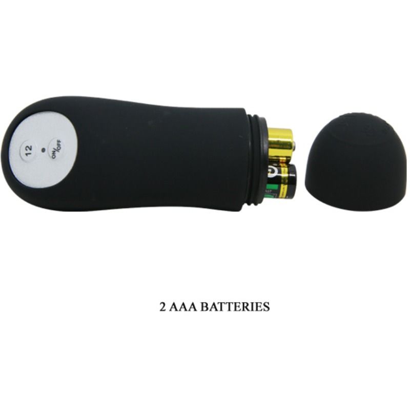 Penisförmiger Analplug aus Silikon mit 12 Vibrationsmodi, schwarz