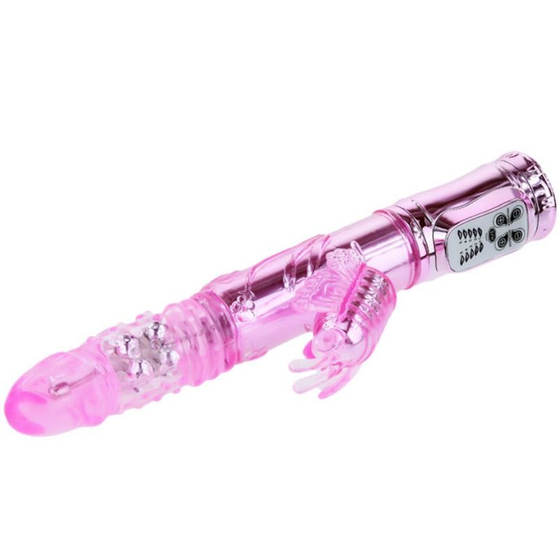 Wiederaufladbarer Vibrator mit rotierendem und pochendem Schmetterlingsstimulator