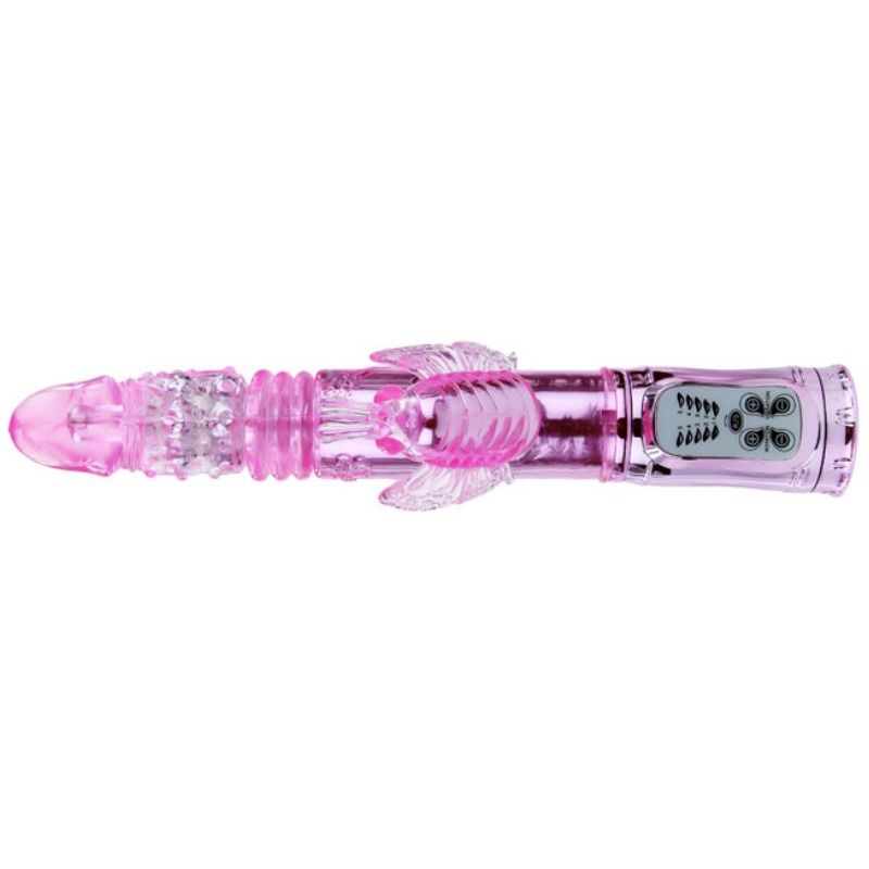 Wiederaufladbarer Vibrator mit rotierendem und pochendem Schmetterlingsstimulator