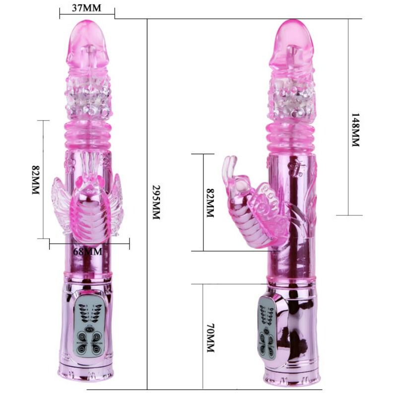 Wiederaufladbarer Vibrator mit rotierendem und pochendem Schmetterlingsstimulator