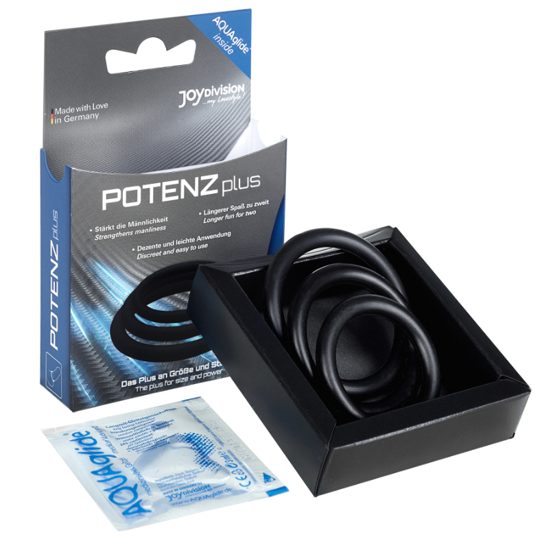 JOYDIVISION POTENZDUO - PLUS SET MIT 3 SCHWARZEN RINGEN - S, M, L