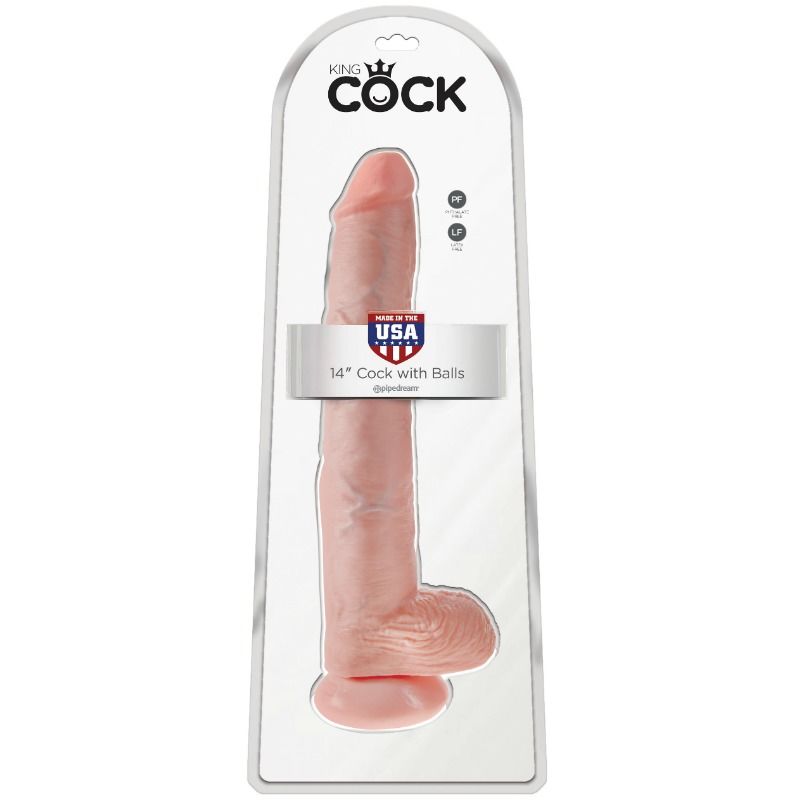 Dildo mit Hoden 35,6 cm - hautfarben