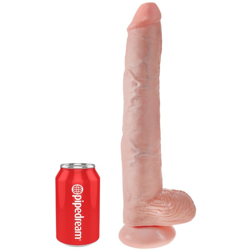 Dildo mit Hoden 35,6 cm - hautfarben