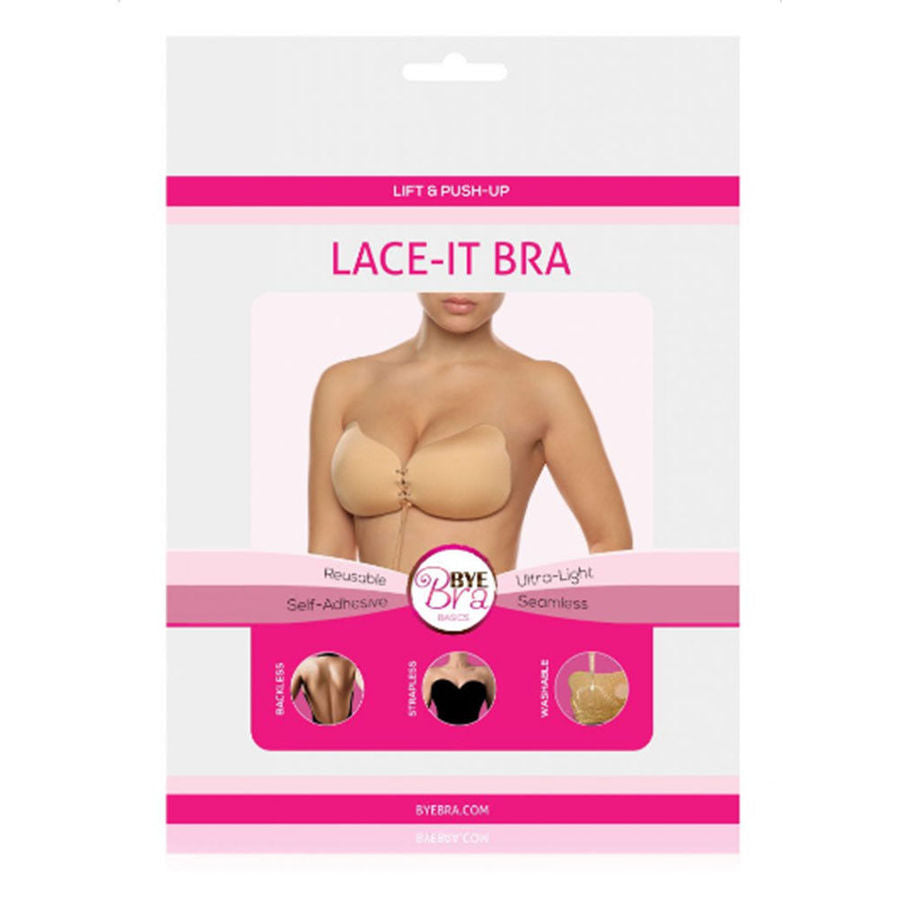 BYE-BRA - LACE-IT Push-up-BH mit Verstärkung, schwarze Cup B