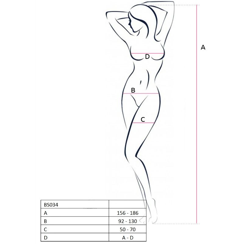 Damen bs034 weißer Bodystocking Einheitsgröße