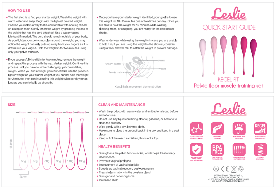 LESLIE – KEGEL FIT Beckenbodentrainingsset, 6-teilig