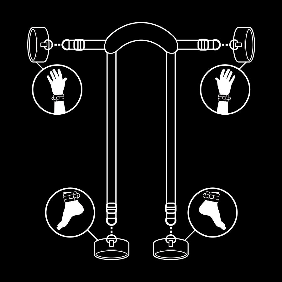 Masterposition mit 4 Neopren-gefütterten Handschellen