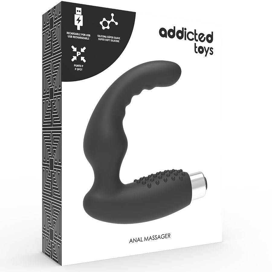 ADDICTED TOYS – Wiederaufladbarer Prostata-Vibrator Modell 2 – Schwarz