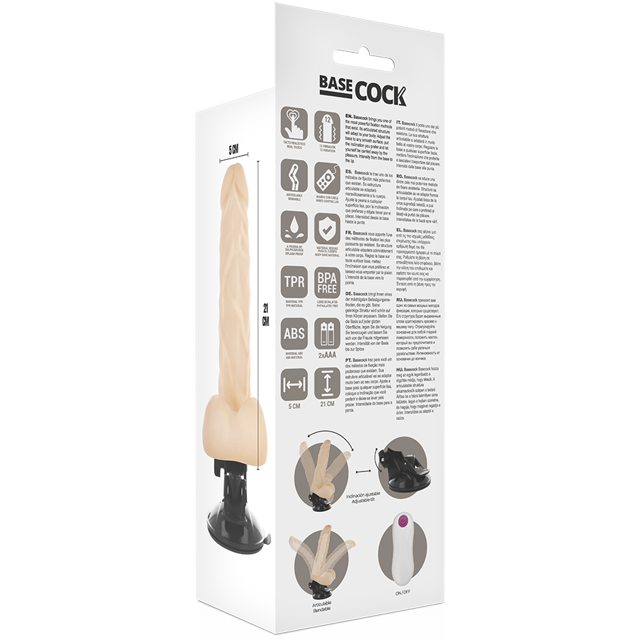 BASECOCK - 21 CM SCHWARZER FERNBEDIENUNGS-Gelenkvibrator -O- 5 CM