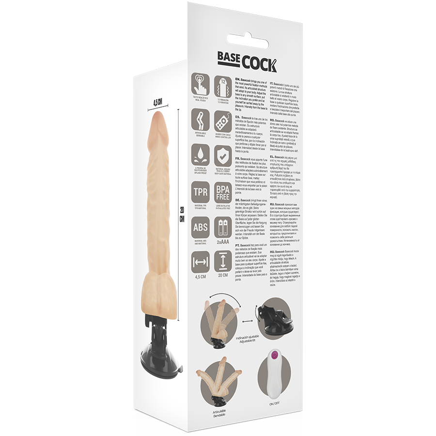 BASECOCK - 20 CM SCHWARZER FERNBEDIENUNGS-Gelenkvibrator -O- 4,5 CM