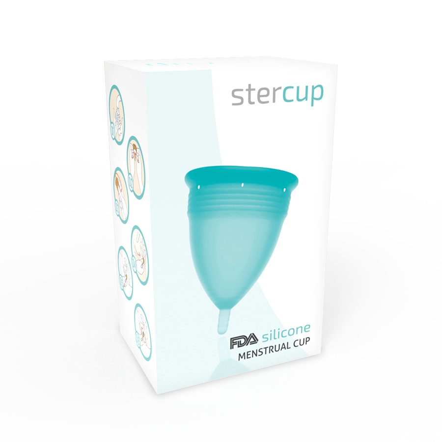 STERCUP – FDA-zugelassene Menstruationstasse aus Silikon in Aquamarin – Größe S
