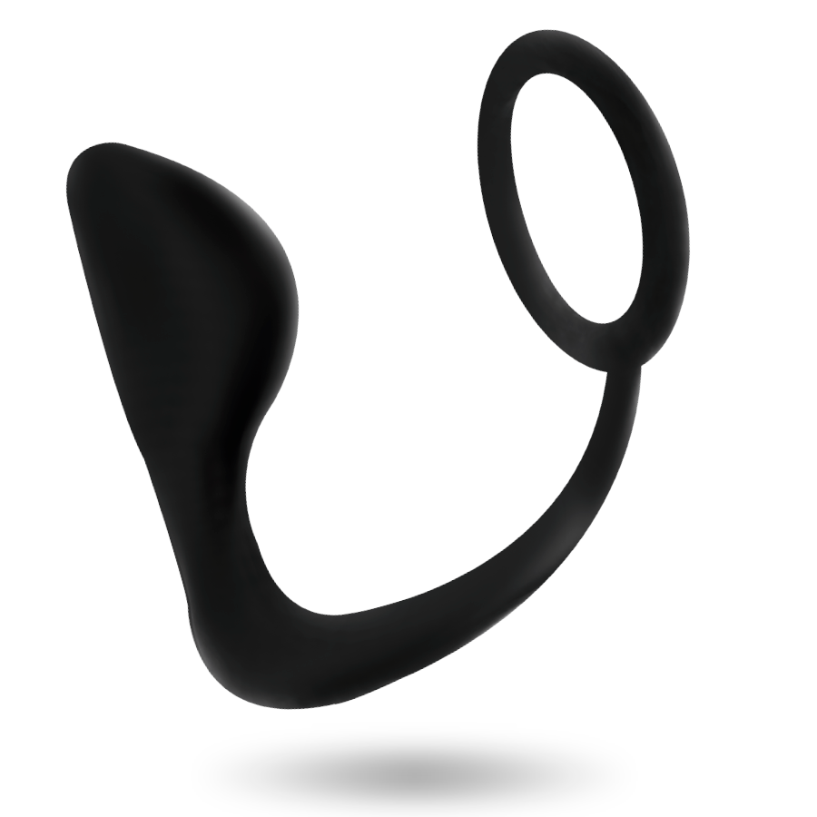 Plug Anal avec Cockring Intégré TPR Soft Touch Noir - Addicted Toys