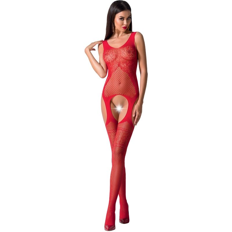 PASSION - DAMEN BS061 ROTER BODYSTOCKING EINHEITSGRÖSSE