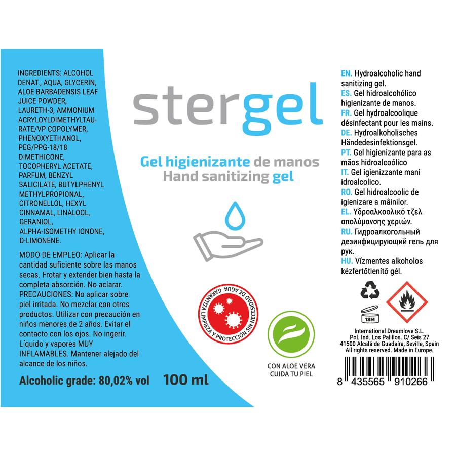 STERGEL – HYDROALKOHOLISCHES HANDDESINFEKTIONSGEL MIT ALOE VERA, 100 ml