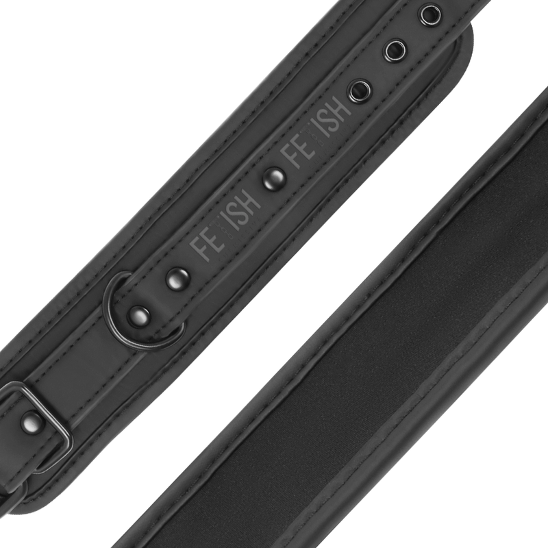 Fetisch-Submissive – Halsband und Handschellen aus veganem Leder mit Nopren-Futter