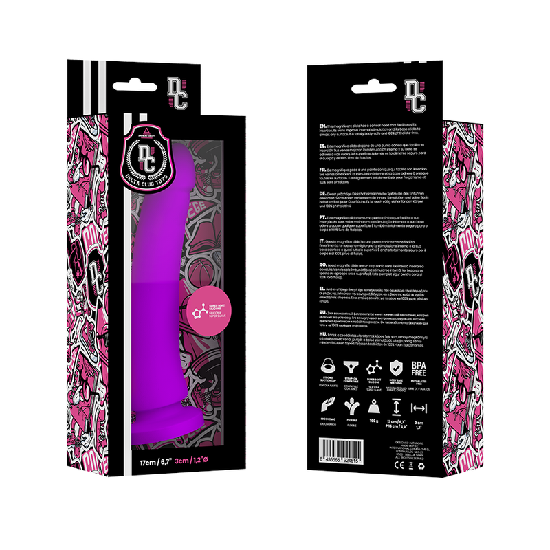DELTA CLUB - Medizinischer Dildo aus lila Silikon, 17 cm - O - 3 cm