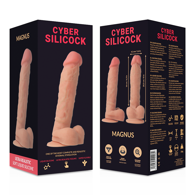 CYBER SILICOCK – MAGNUS Flüssigsilikon-Strapp-On mit 3 Gratis-Ringen, 20,5 cm Durchmesser, 4,1 cm Höhe