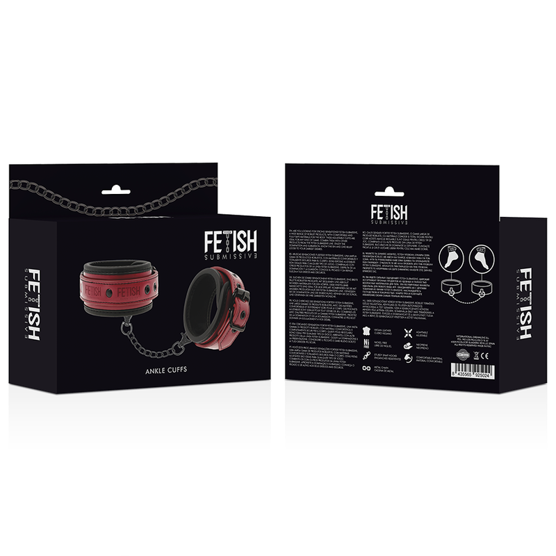 FETISCH-UNTERWÜRFIGKEIT IM DUNKLEN RAUM - VEGANE LEDER-FUSSMANSCHETTEN MIT NEOPRENFUTTER