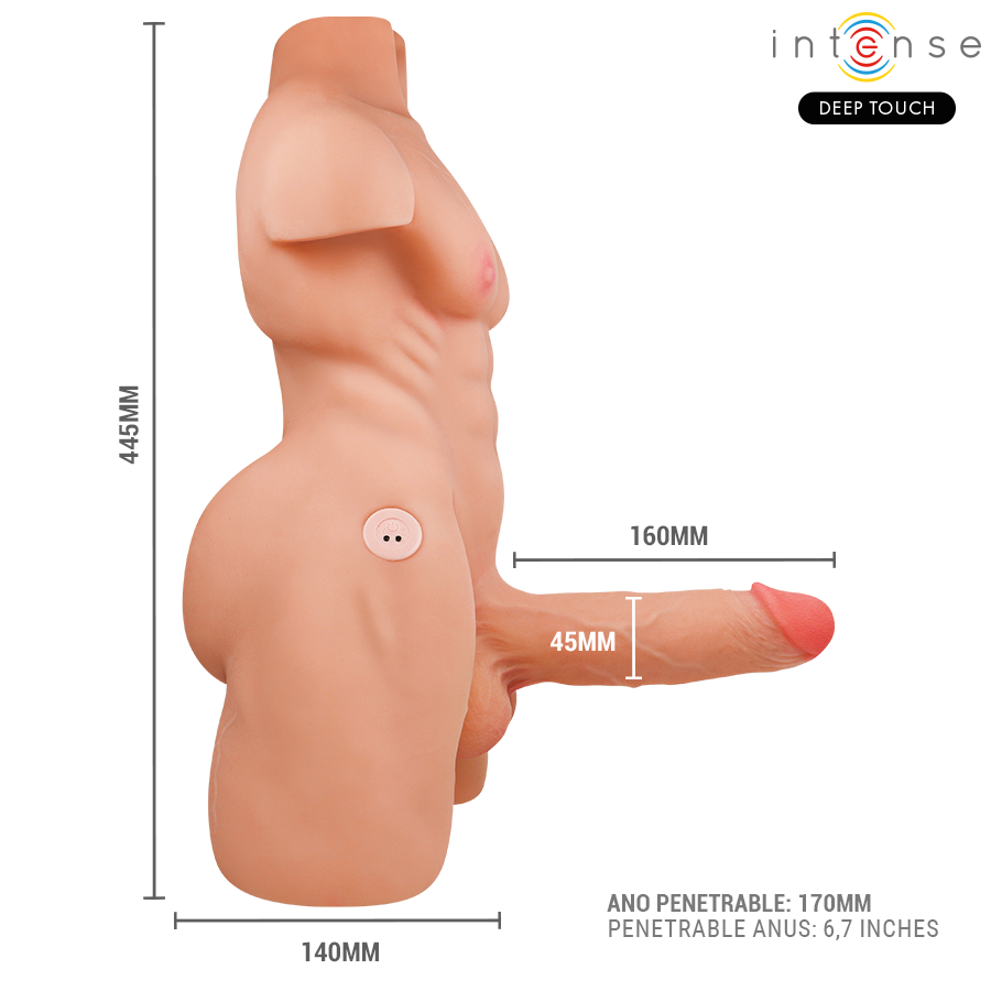 INTENSE DEEP TOUCH - TORSE MARTY AVEC ANUS ET GODEMICHET RÉALISTE AVEC POUSSE ET VIBRATION, TÉLÉCOMMANDE, 6,2 KG