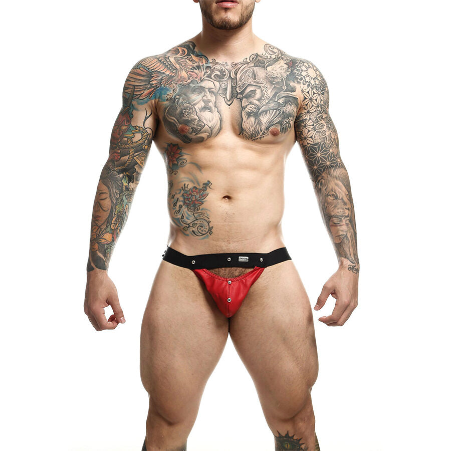 Jockstrap Dngeon Athlete Faux Cuir Look Sportif Sexy Rouge - Mob