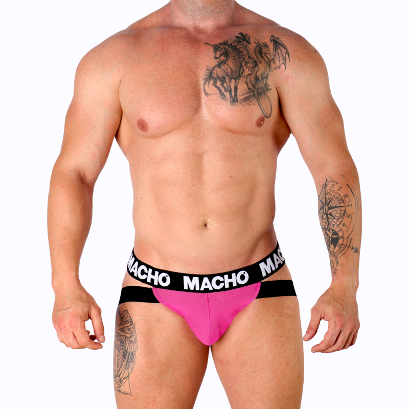 Jockstrap Masculin MX28F Rose Fluo Lycra Double Sangle - Macho Underwear