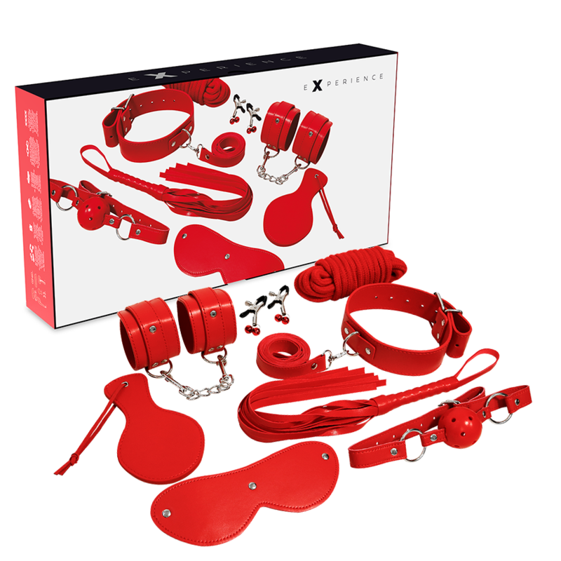 Kit BDSM 8 Pièces Cuir Synthétique - Bondage Complet - Experience