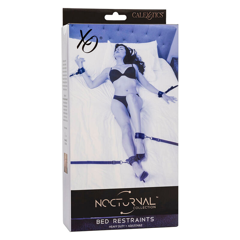 Kit Contention de Lit Nocturnal Cuir 4 Manchettes Réglables - CalExotics