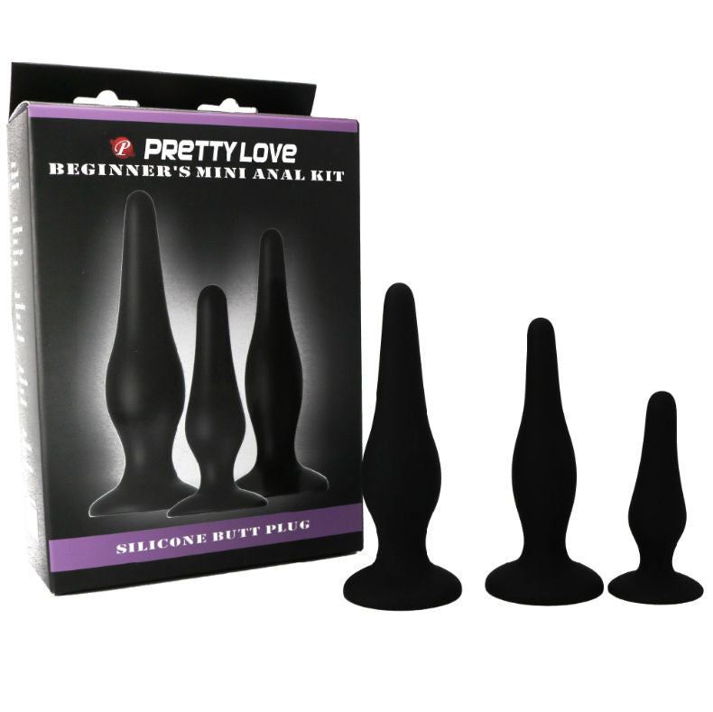Kit d'Initiation Plug Anal Silicone 3 Tailles Progressives Ventouse - Pretty Love